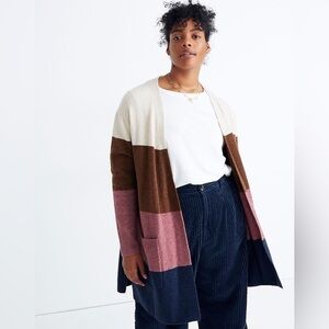 Madewell Kent striped open cardigan color block XS wool alpaca blend sweater